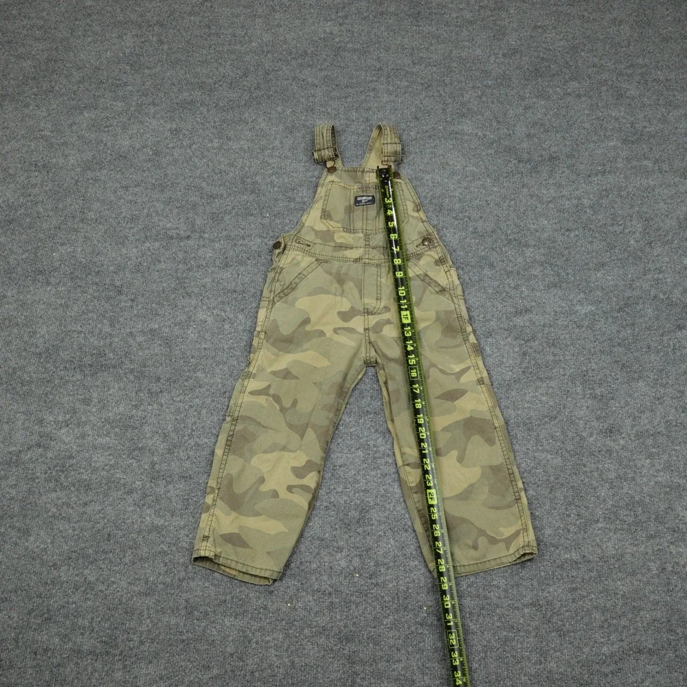OshKosh B'gosh Overalls Boys 4T Green Camo Classic Canvas Adjustable Straps